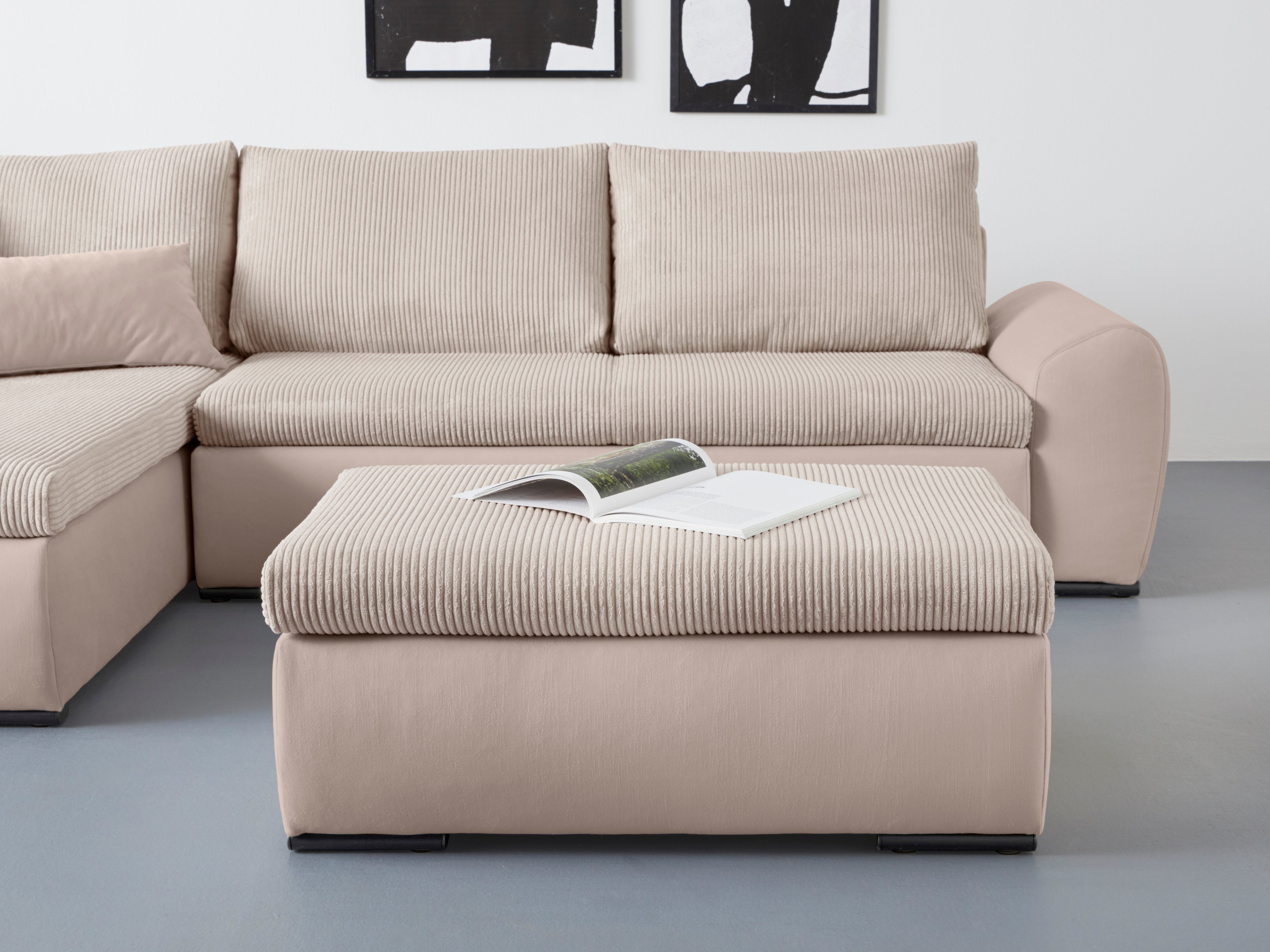 Home affaire Polsterhocker "Win", mit schwarzen Metallfüßen, frei im Raum s günstig online kaufen