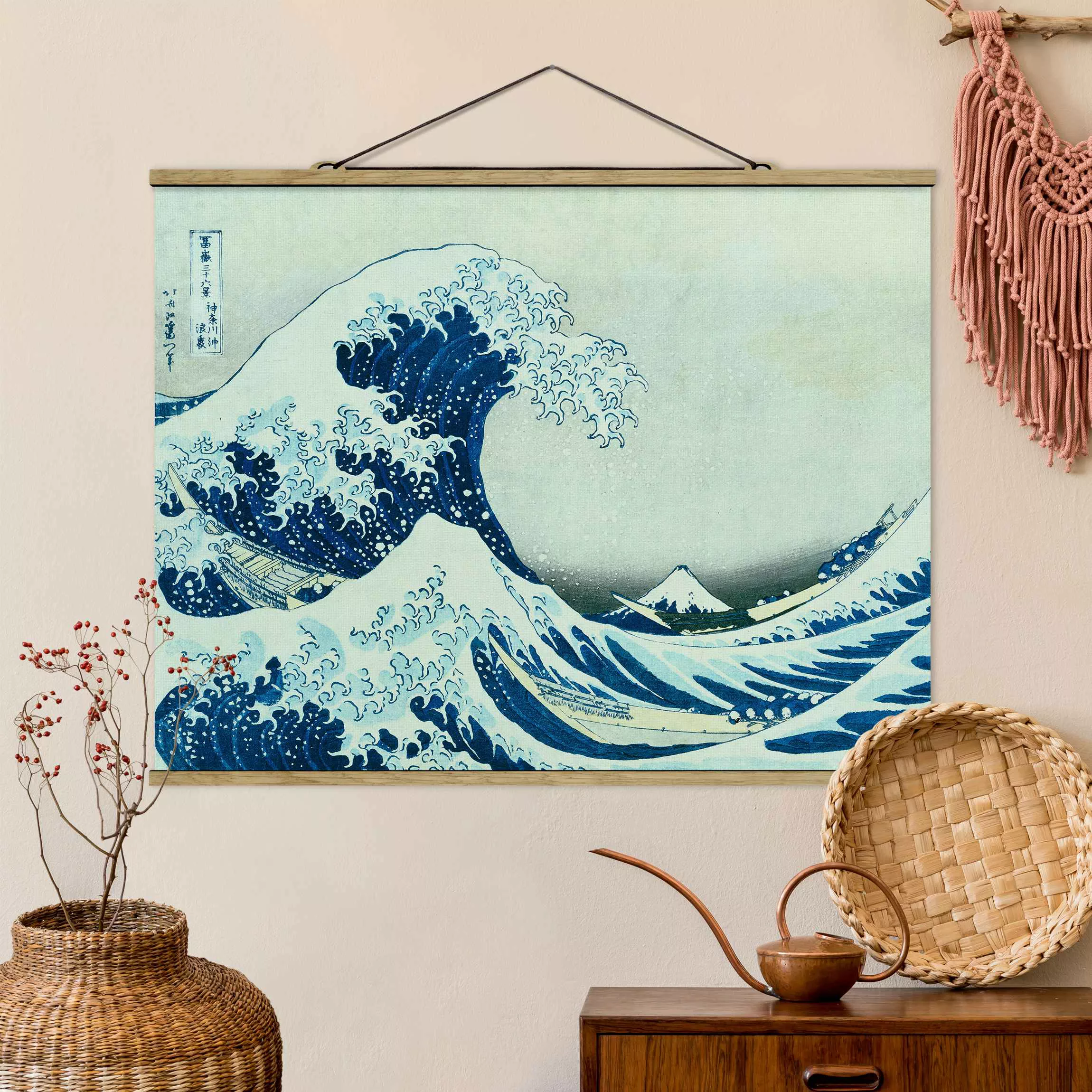 Stoffbild Strand mit Posterleisten - Querformat Katsushika Hokusai - Die gr günstig online kaufen