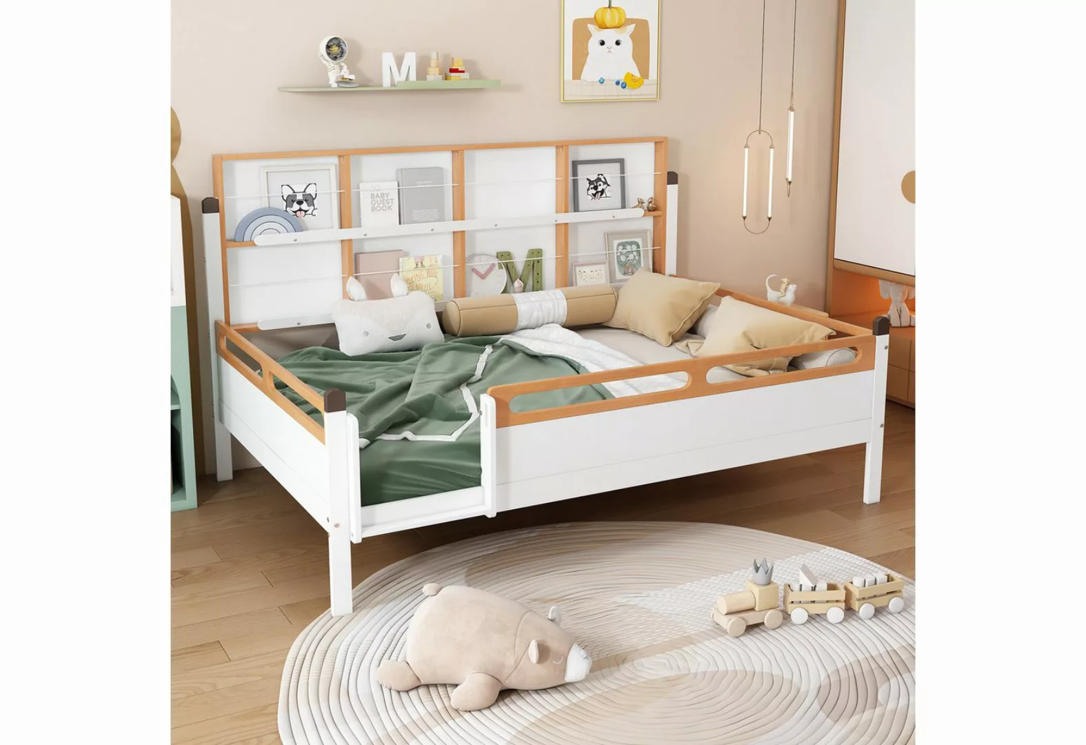 REDOM Kinderbett Doppelbett mit Fallschutz und Seitenleiter, Daybett Tagesb günstig online kaufen