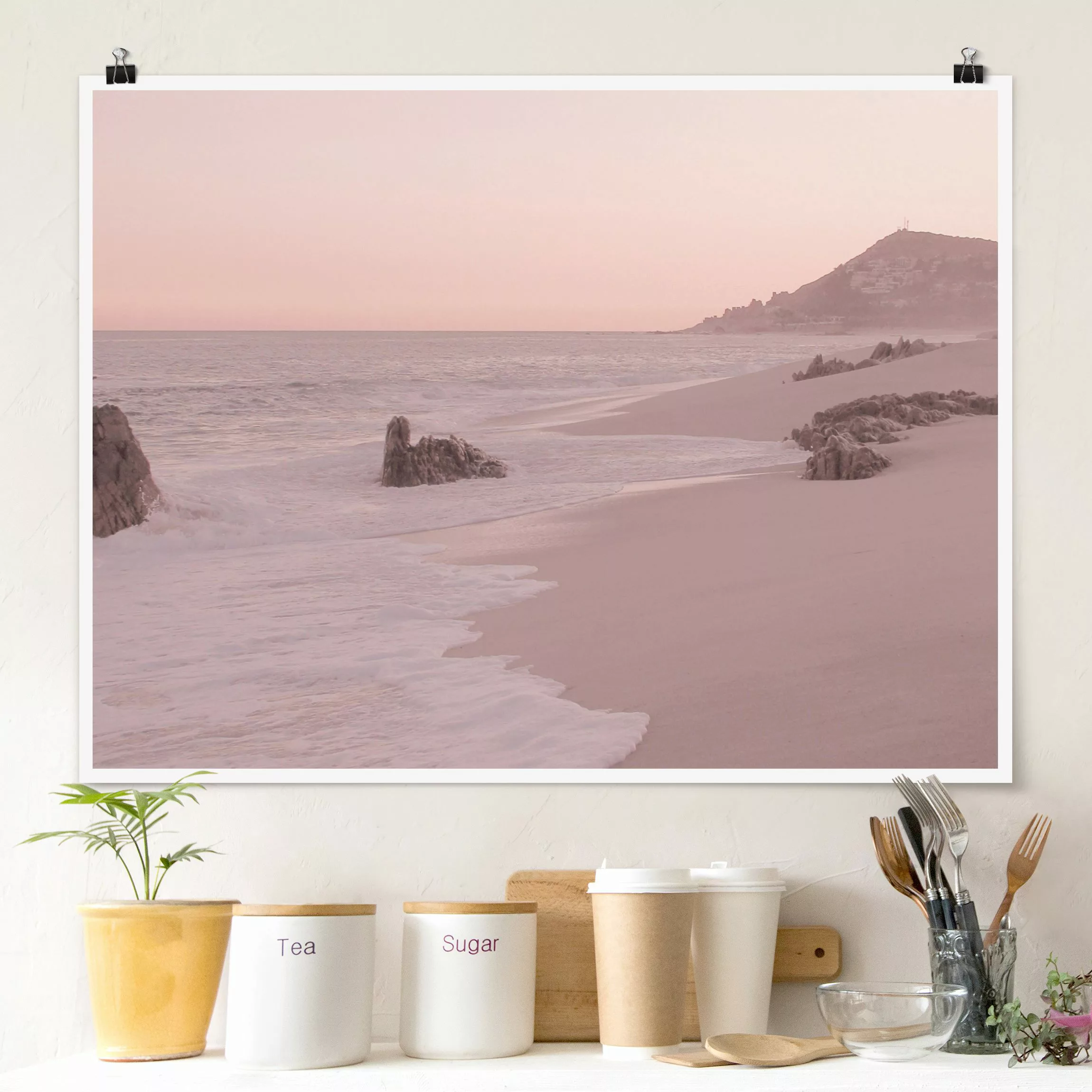 Poster Roségoldener Strand günstig online kaufen