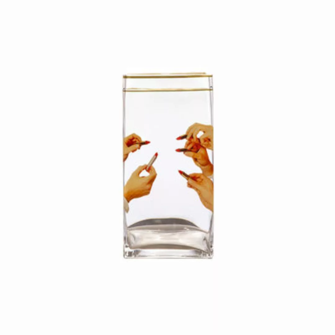 Vase Toiletpaper - Lipsticks glas bunt / 15 x 15 x H 30 cm - Detail aus Gol günstig online kaufen