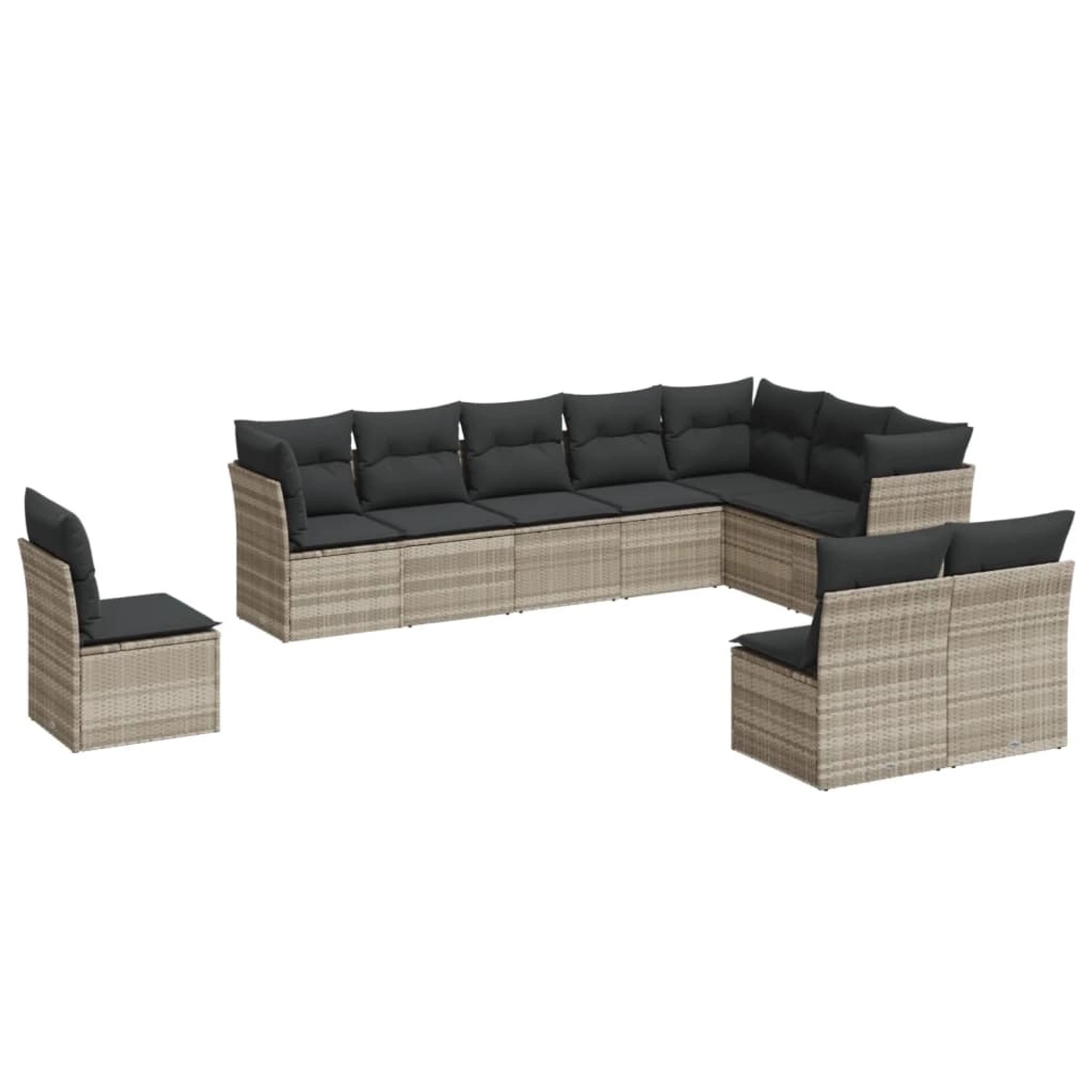 vidaXL 10-Tlg Garten-Sofagarnitur mit Kissen Hellgrau Poly Rattan 3249641 günstig online kaufen
