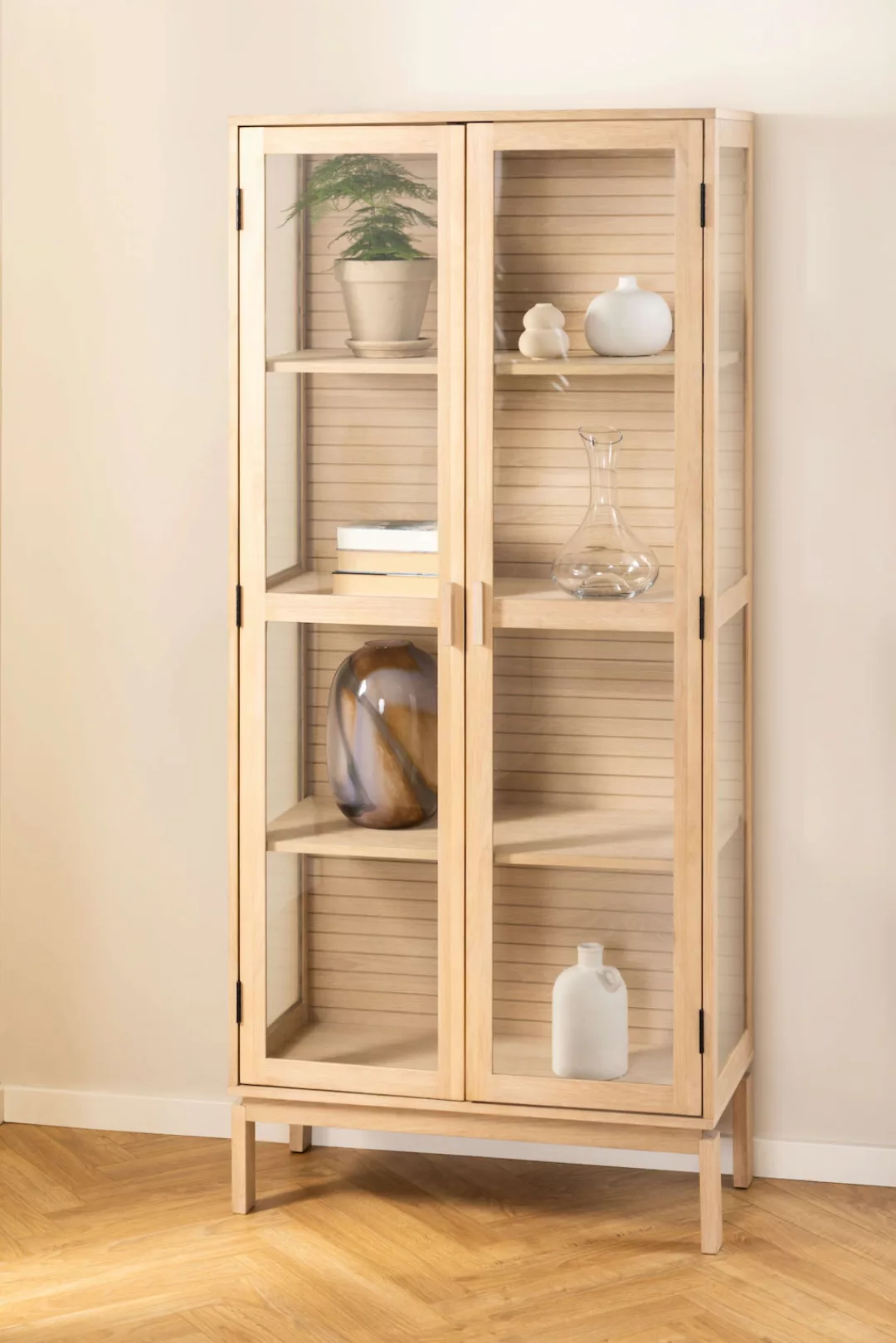 ACTONA GROUP Stauraumschrank "Linley Vitrine, Mehrzweckschrank,", Eichenfur günstig online kaufen