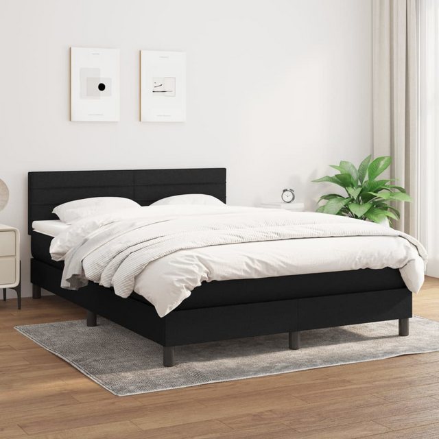 vidaXL Bettgestell Boxspringbett mit Matratze Dunkelgrau 140x200 cm Stoff B günstig online kaufen