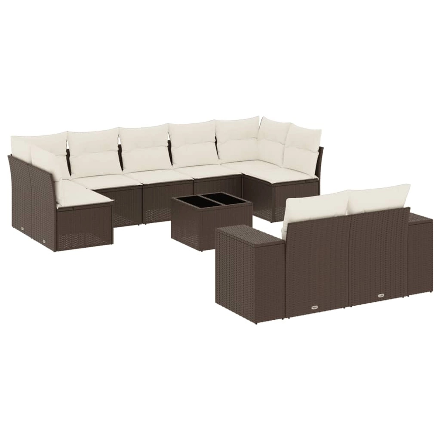 vidaXL 10-Tlg Garten-Sofagarnitur mit Kissen Braun Poly Rattan 3255370 günstig online kaufen