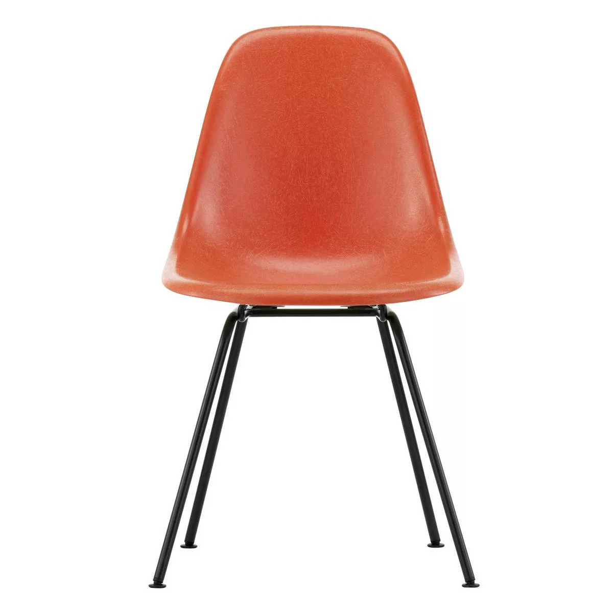 Vitra - Eames Fiberglass Side Chair DSX schwarz - rot orange/Sitzschale Fib günstig online kaufen