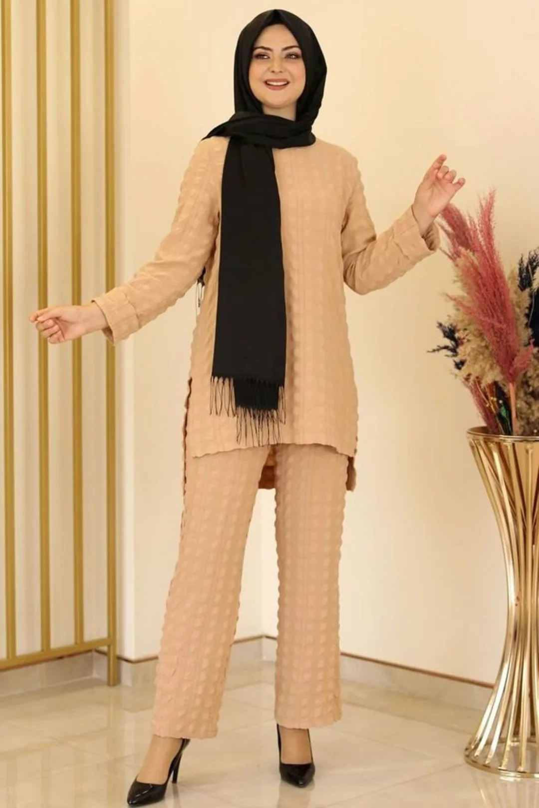 Modavitrini Hosenanzug Zweiteiler Damen Anzug Langarm Longblazer mit Hose M günstig online kaufen