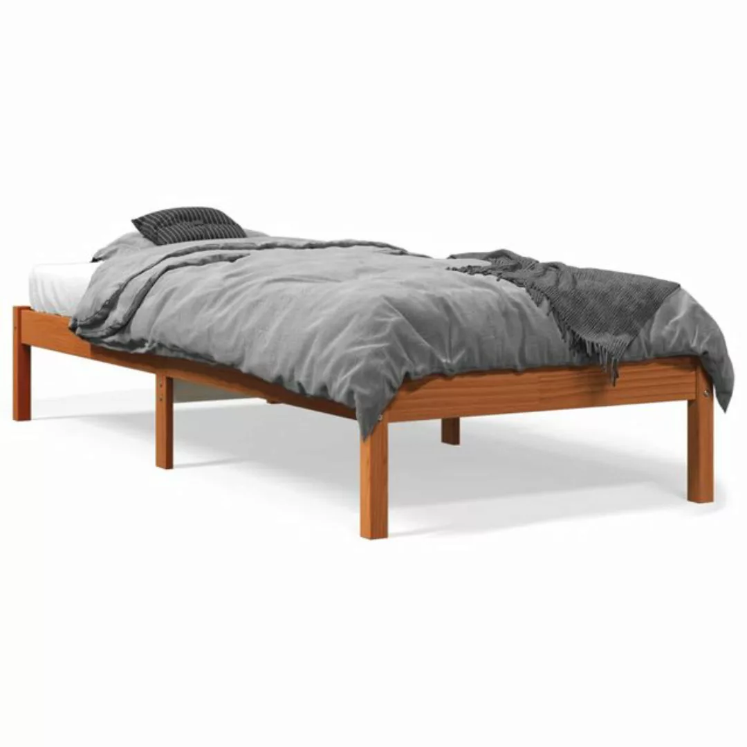 vidaXL Bettgestell Massivholzbett Wachsbraun 100x200 cm Kiefer Bett Bettges günstig online kaufen