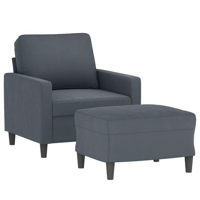 vidaXL Sofa Sessel mit Hocker Dunkelgrau 60 cm Samt günstig online kaufen