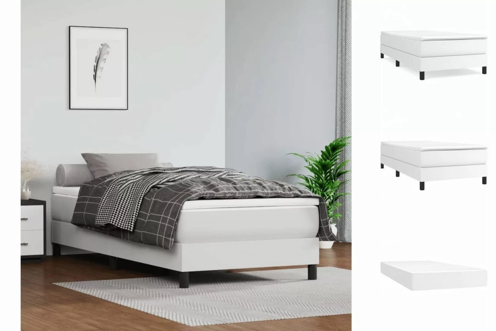 vidaXL Bettgestell Boxspringbett mit Matratze Weiß 100x200 cm Kunstleder Be günstig online kaufen