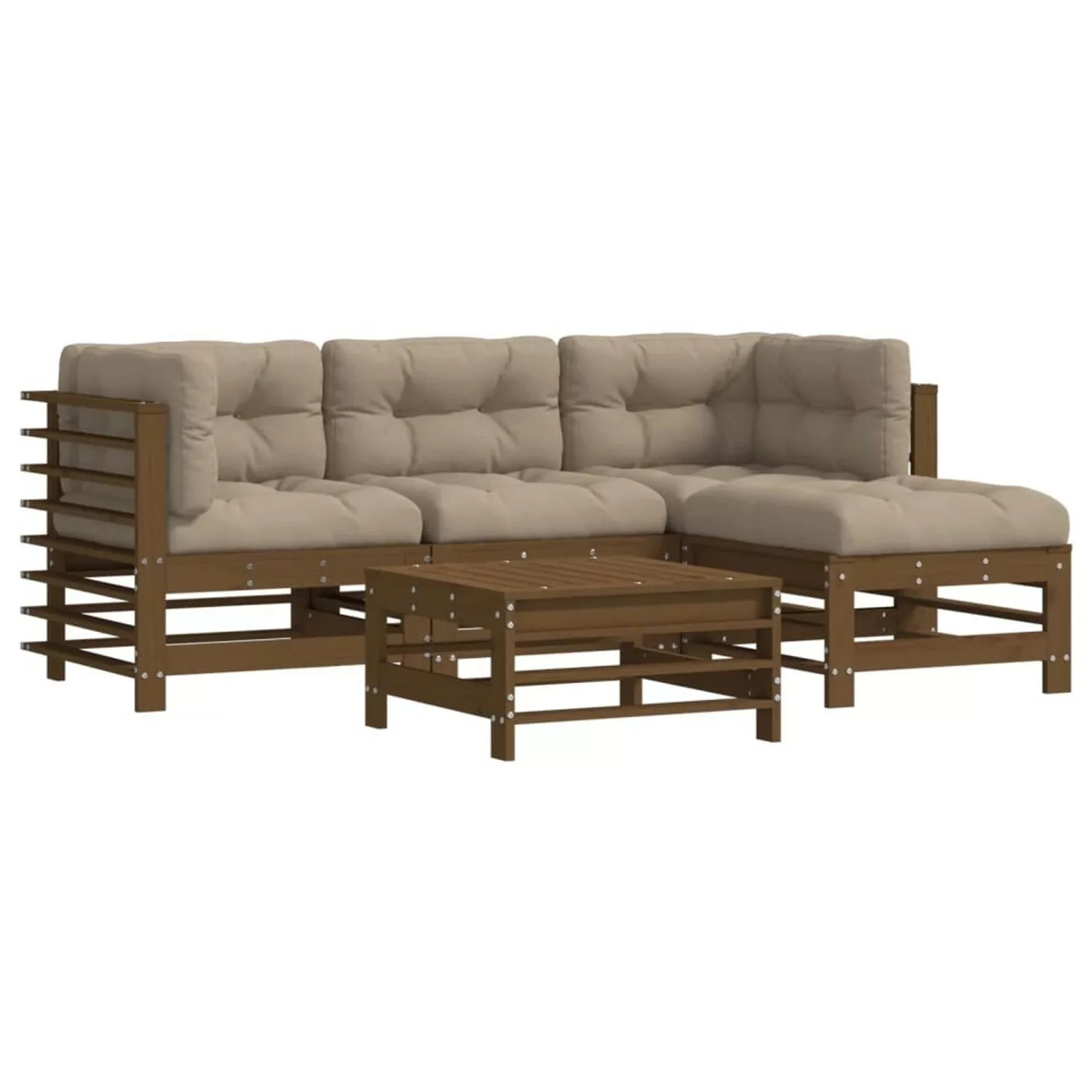 vidaXL 5-tlg Garten-Lounge-Set mit Kissen Honigbraun Kiefernholz Modell 13 günstig online kaufen