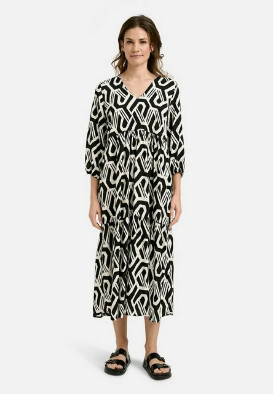 Milano Italy Sommerkleid MAXIDRESS WITH V-NECK, VOLUMINOUS S günstig online kaufen