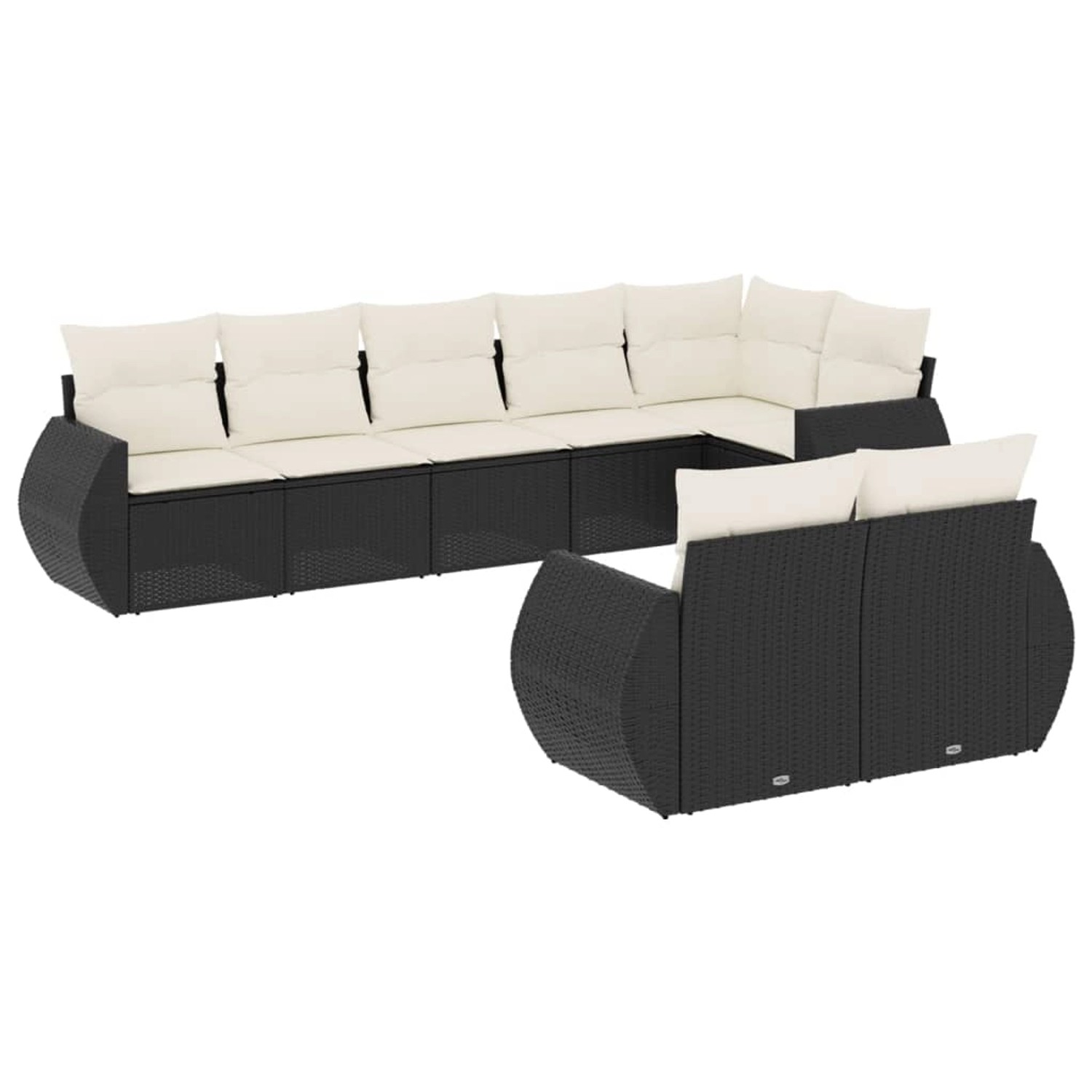 vidaXL 8-Tlg Garten-Sofagarnitur mit Kissen Schwarz Poly Rattan 3253953 günstig online kaufen