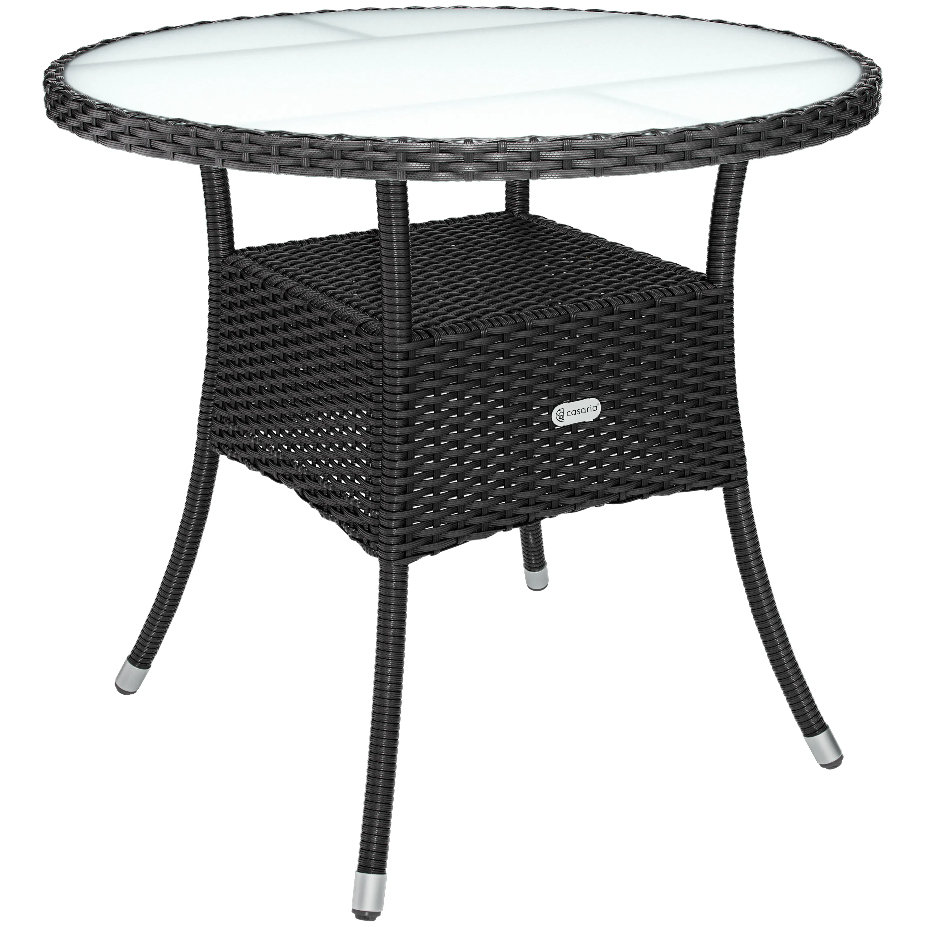 Polyrattan Tisch Schwarz Ø80cm günstig online kaufen