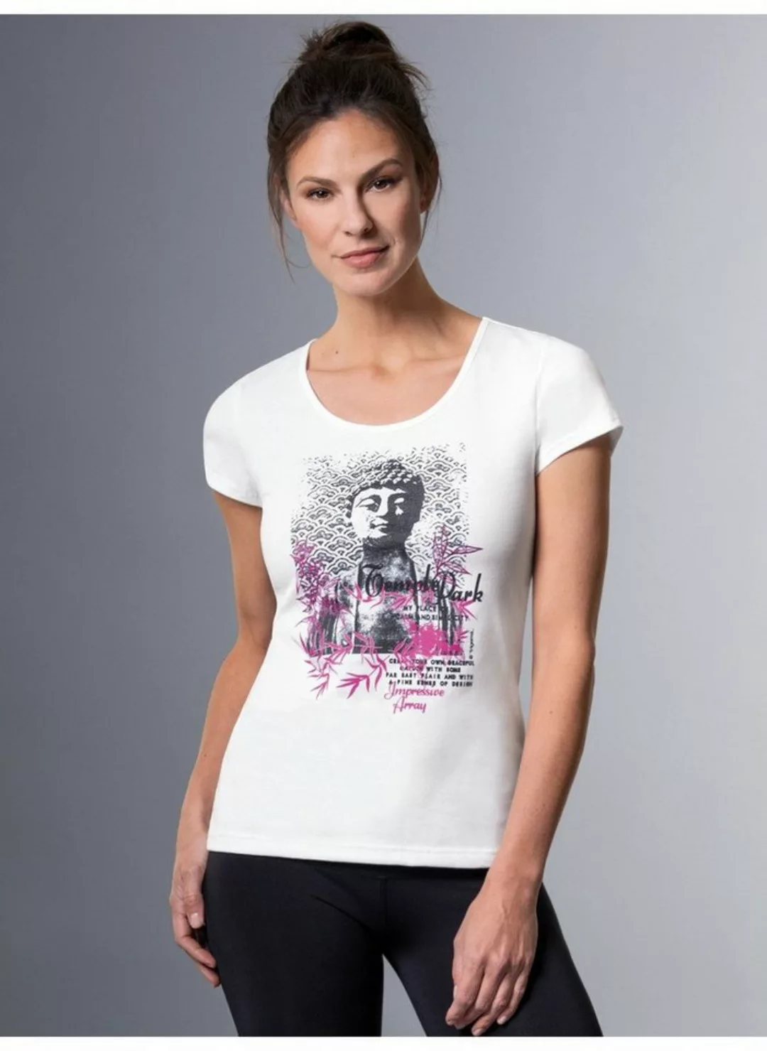 Trigema T-Shirt TRIGEMA T-Shirt Slim Fit mit Buddha-Print (1-tlg) günstig online kaufen