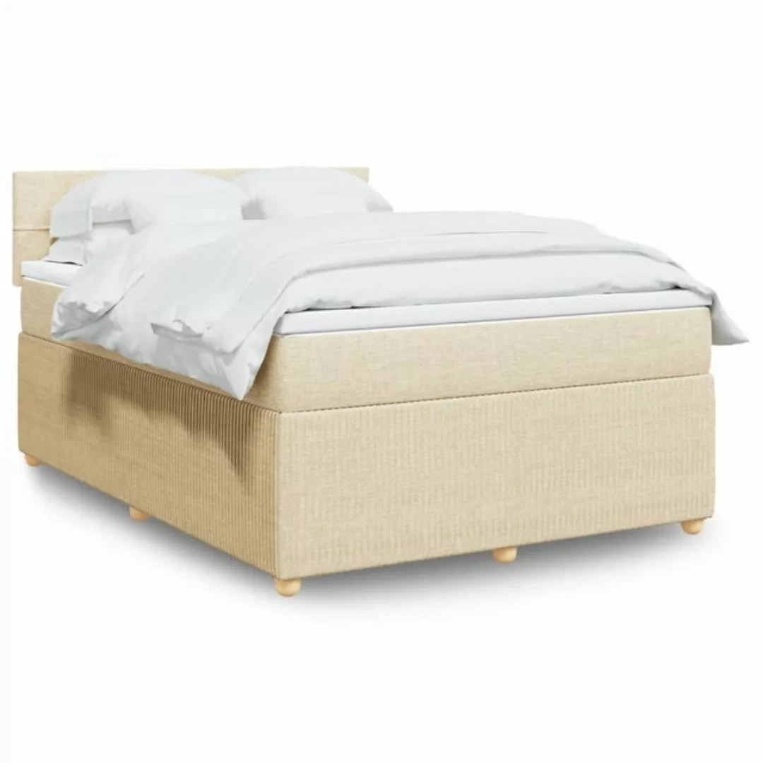 vidaXL Boxspringbett, Boxspringbett mit Matratze Creme 160x200 cm Stoff günstig online kaufen