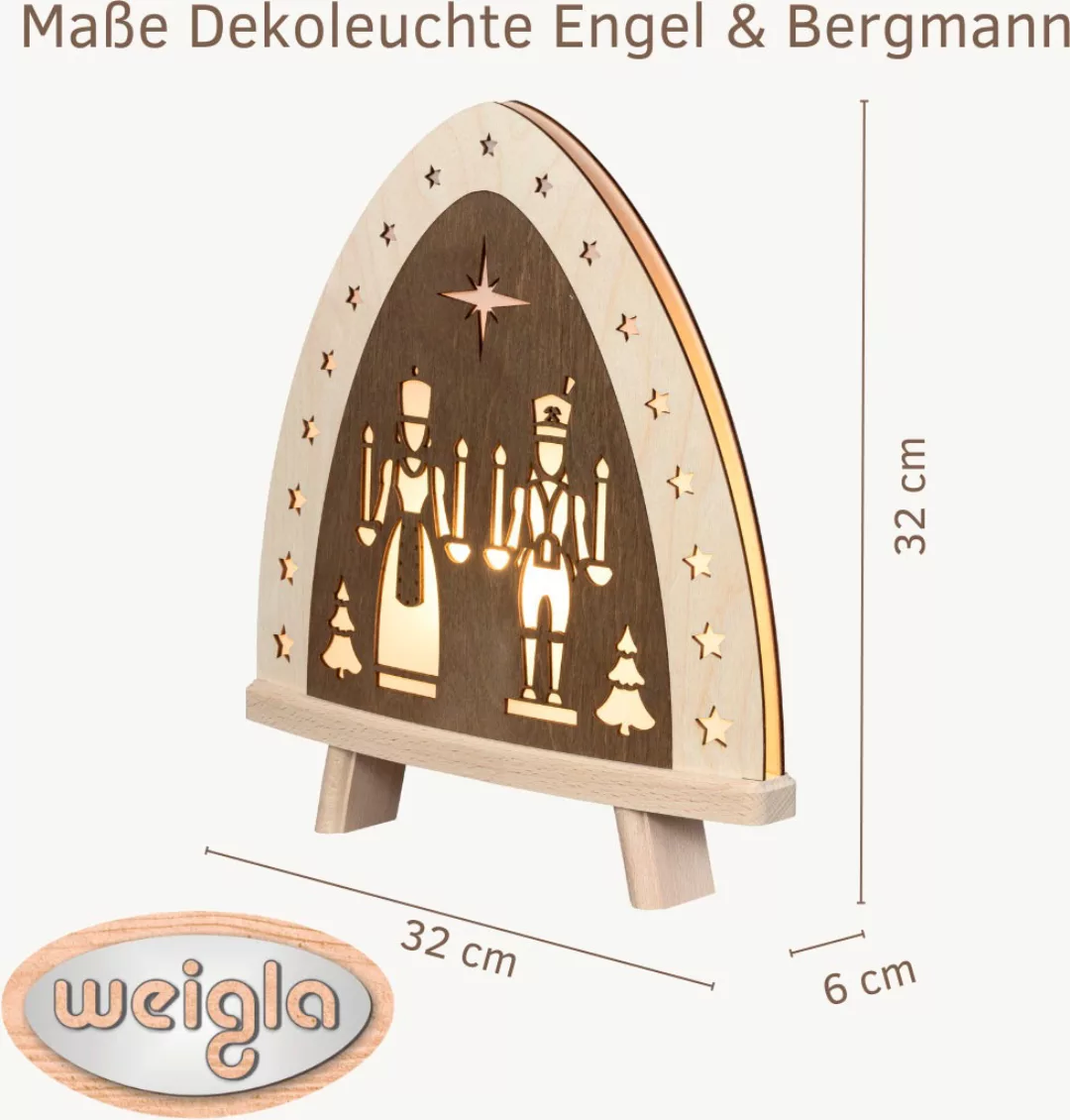 Weigla LED Lichterbogen "Engel und Bergmann, Dekoleuchte aus Holz, NATUR-BR günstig online kaufen