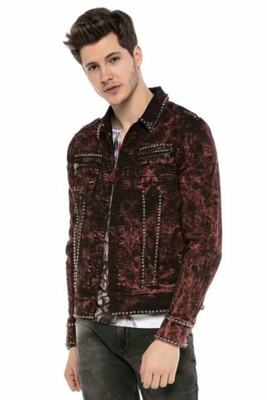 Cipo & Baxx Bikerjacke (1-St) mit tollem Allover-Print günstig online kaufen