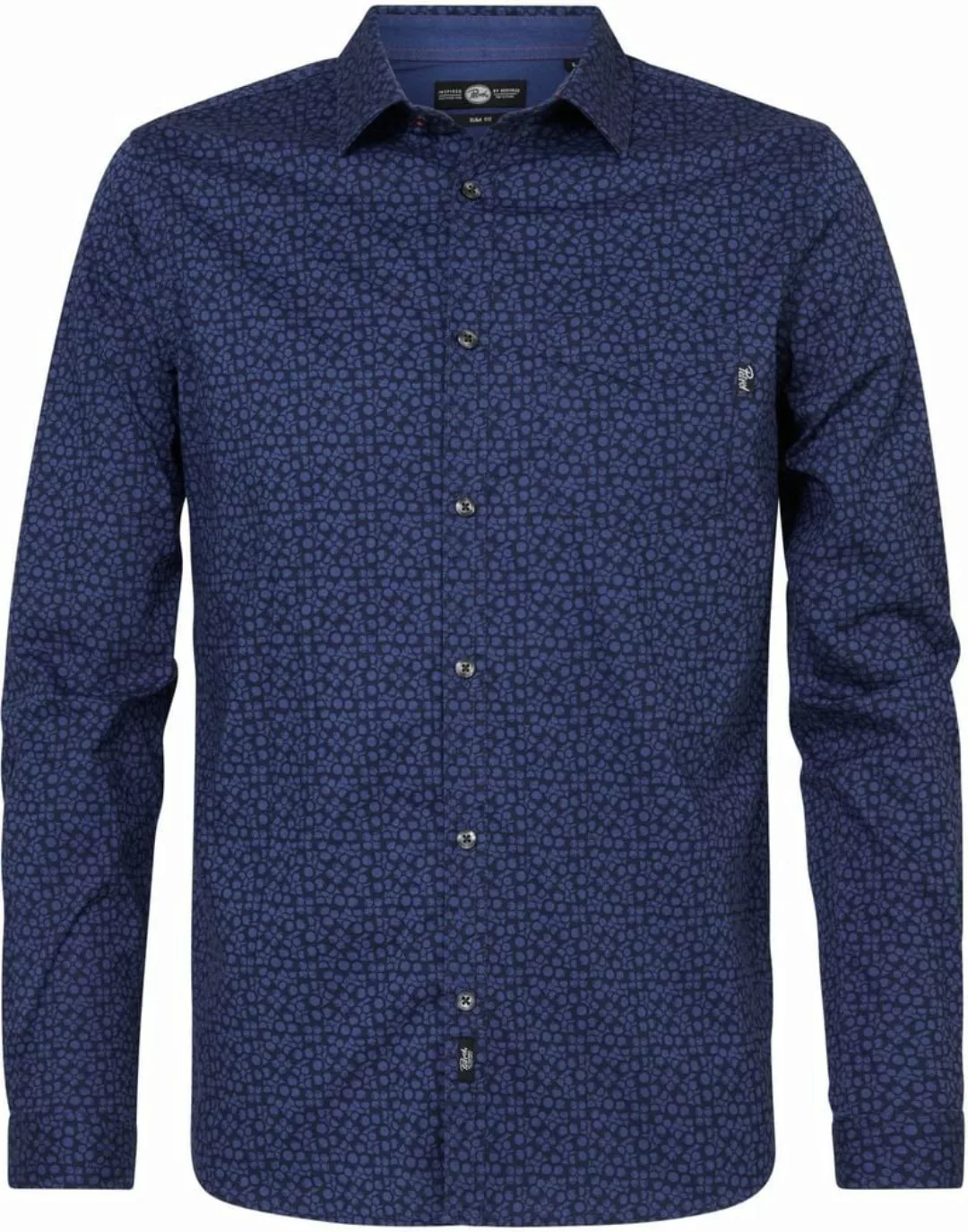 Petrol Hemd mit Allover-Muster Blau - Größe M günstig online kaufen