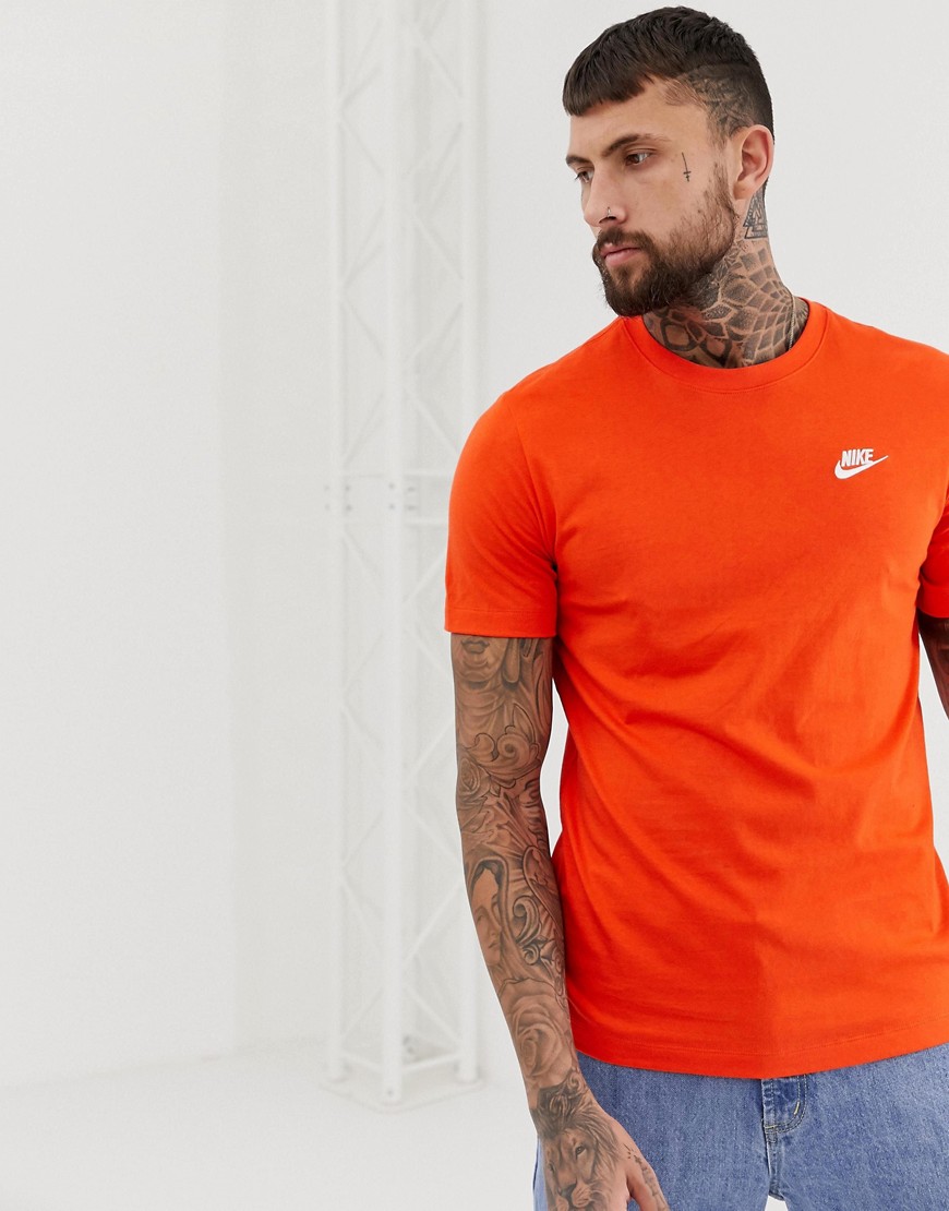Nike – Futura – T-Shirt in Orange mit Stickerei günstig online kaufen