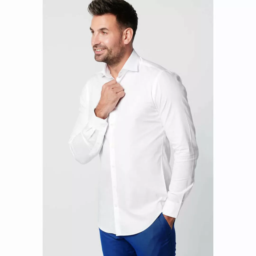 Nachhaltige Langarm Herren Hemd Serious White Oxford Slim Fit günstig online kaufen