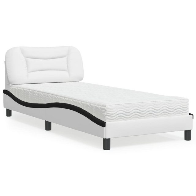 vidaXL Bett Bett mit Matratze Weiß und Schwarz 90x200 cm Kunstleder günstig online kaufen