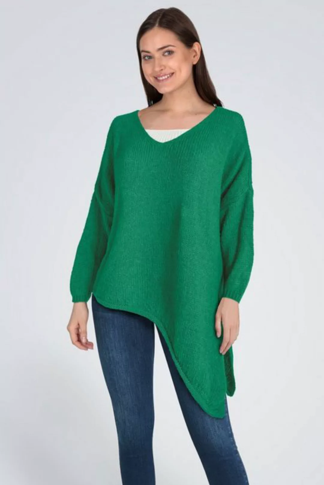 PEKIVESSA Strickpullover Asymmetrischer Grobstrick-Pullover oversized Damen günstig online kaufen