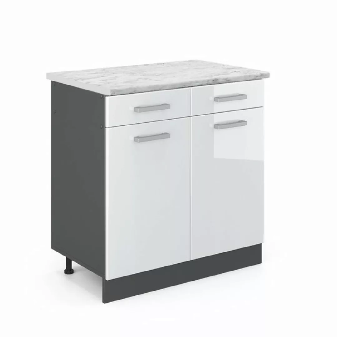 Vicco Unterschrank R-Line, Weiß Hochglanz/Anthrazit, 80 cm AP Marmor günstig online kaufen