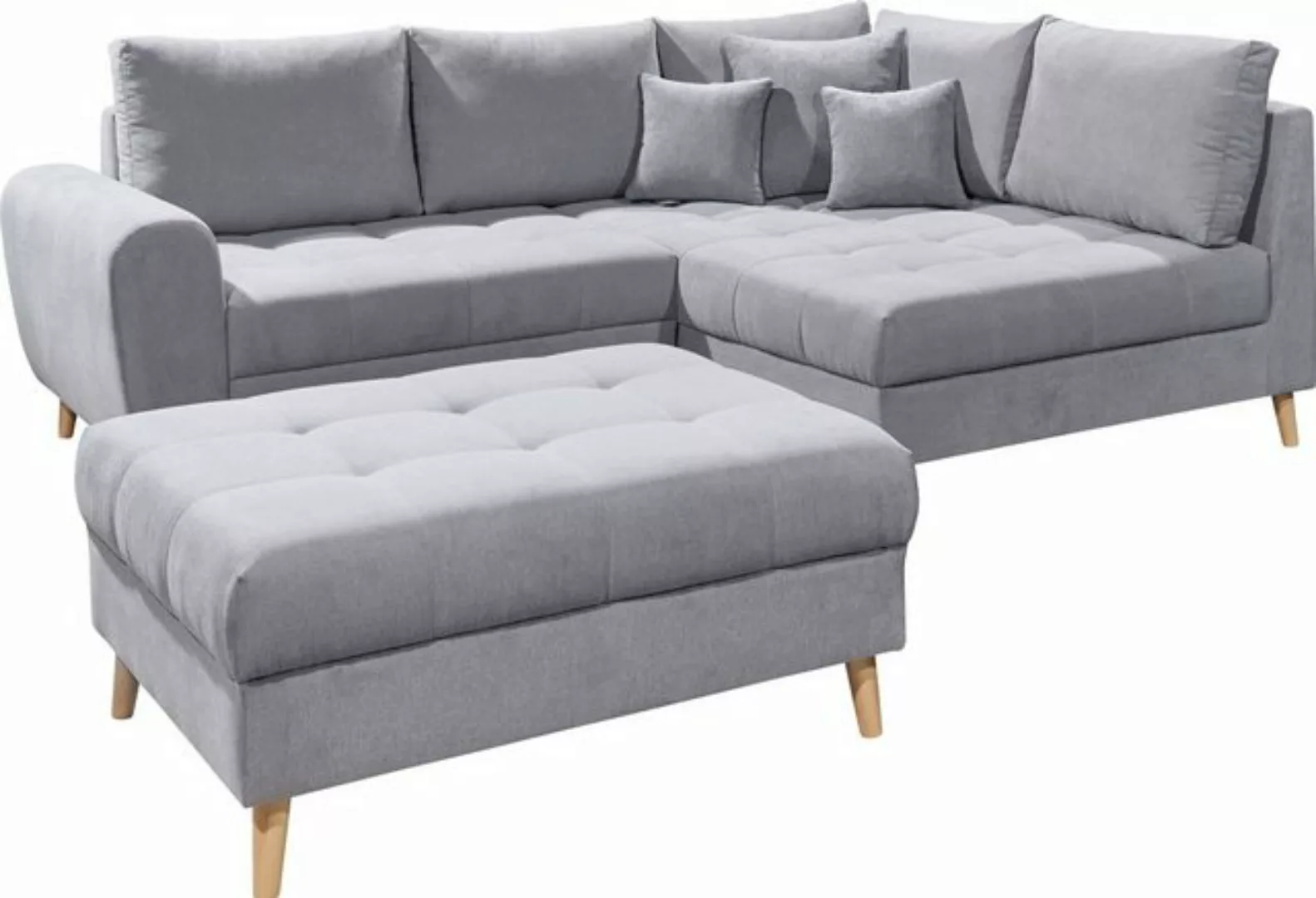 ED EXCITING DESIGN Ecksofa Alice L-Form, Set, mit Hocker, Rückenkissen, Zie günstig online kaufen