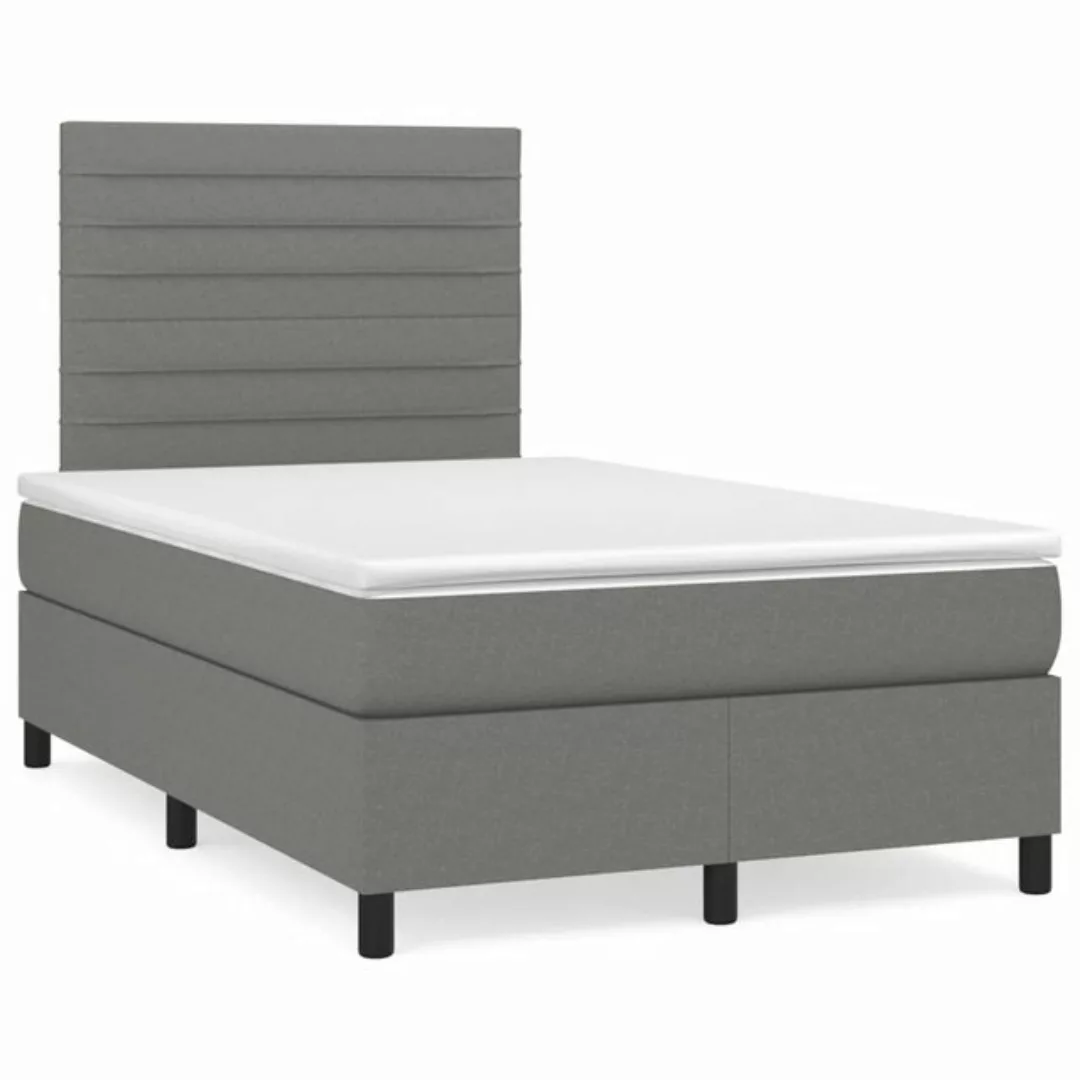 vidaXL Boxspringbett Boxspringbett mit Matratze Dunkelgrau 120x200 cm Stoff günstig online kaufen