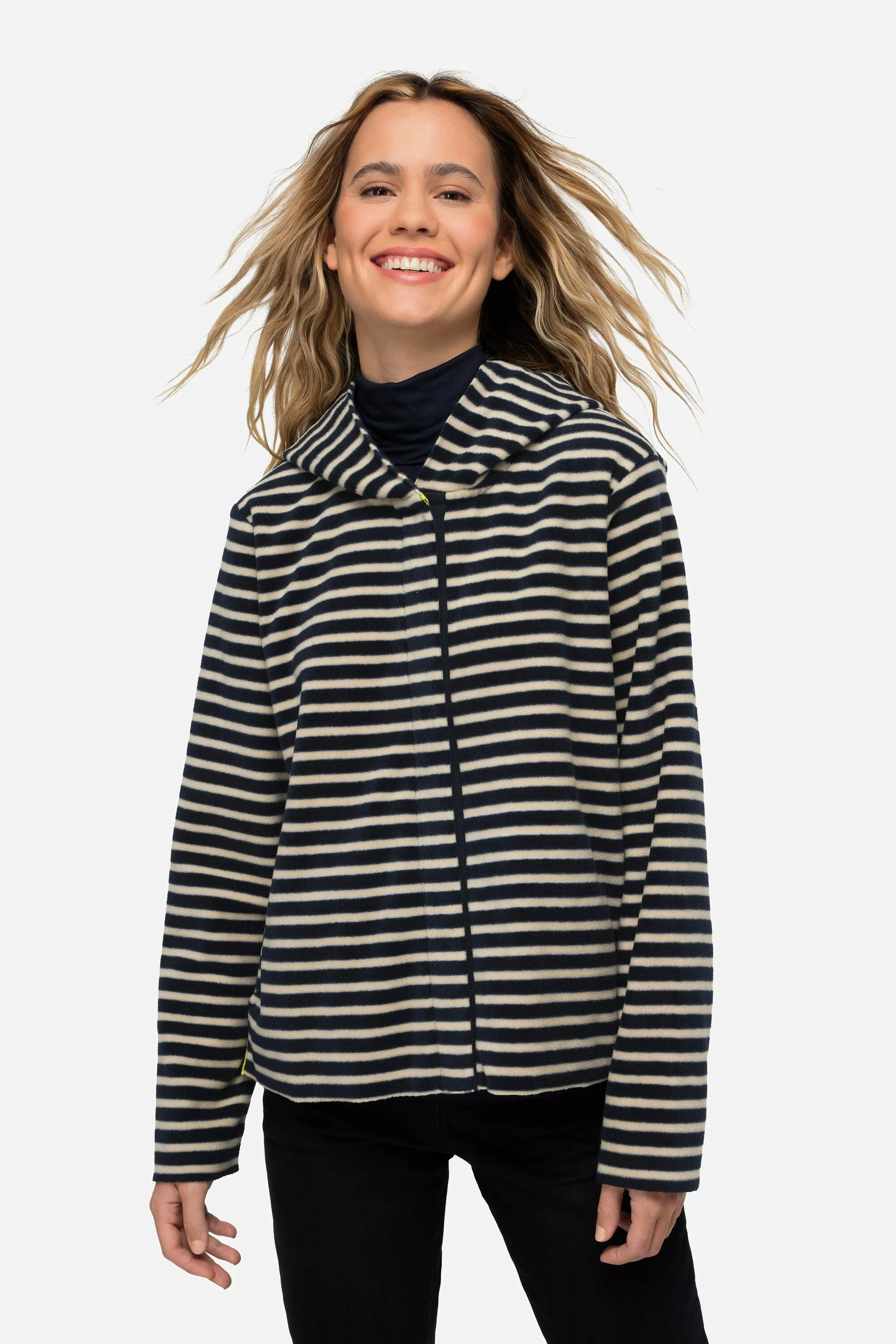 Laurasøn Sweatjacke Hoodiejacke geringelter Fleece Kapuze günstig online kaufen