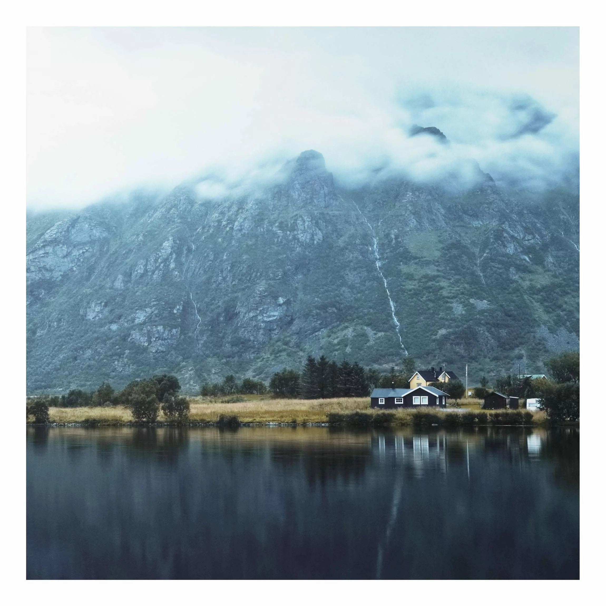 Alu-Dibond Bild Spiegelung auf den Lofoten günstig online kaufen