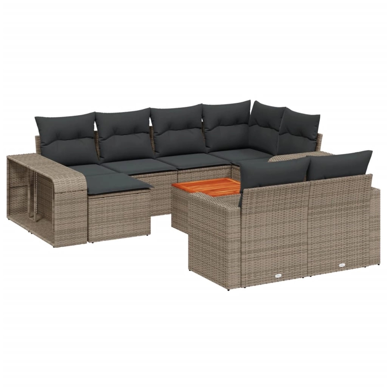vidaXL 11-Tlg Garten-Sofagarnitur mit Kissen Grau Poly Rattan 3228920 günstig online kaufen
