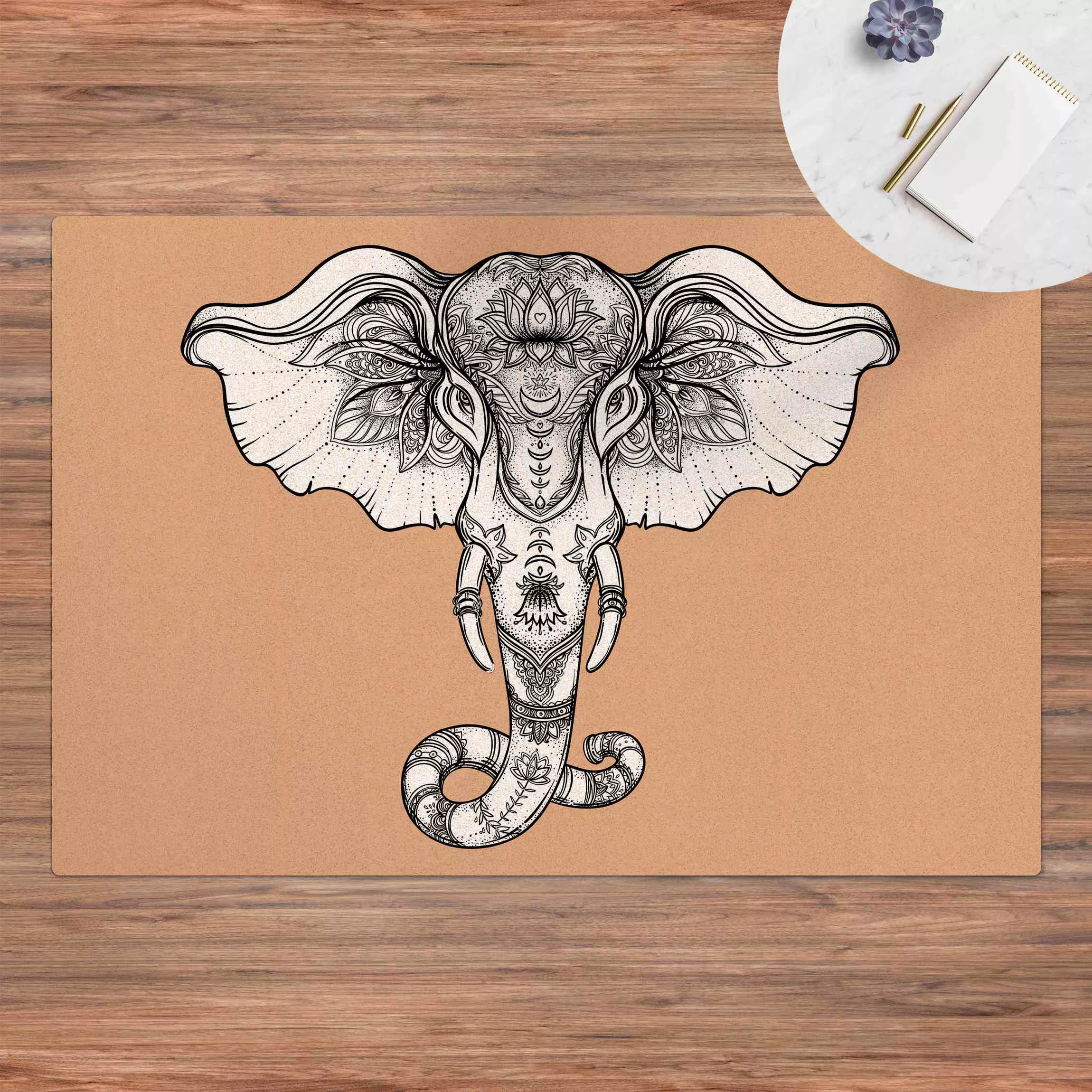 Kork-Teppich Spiritueller Indischer Elefant günstig online kaufen