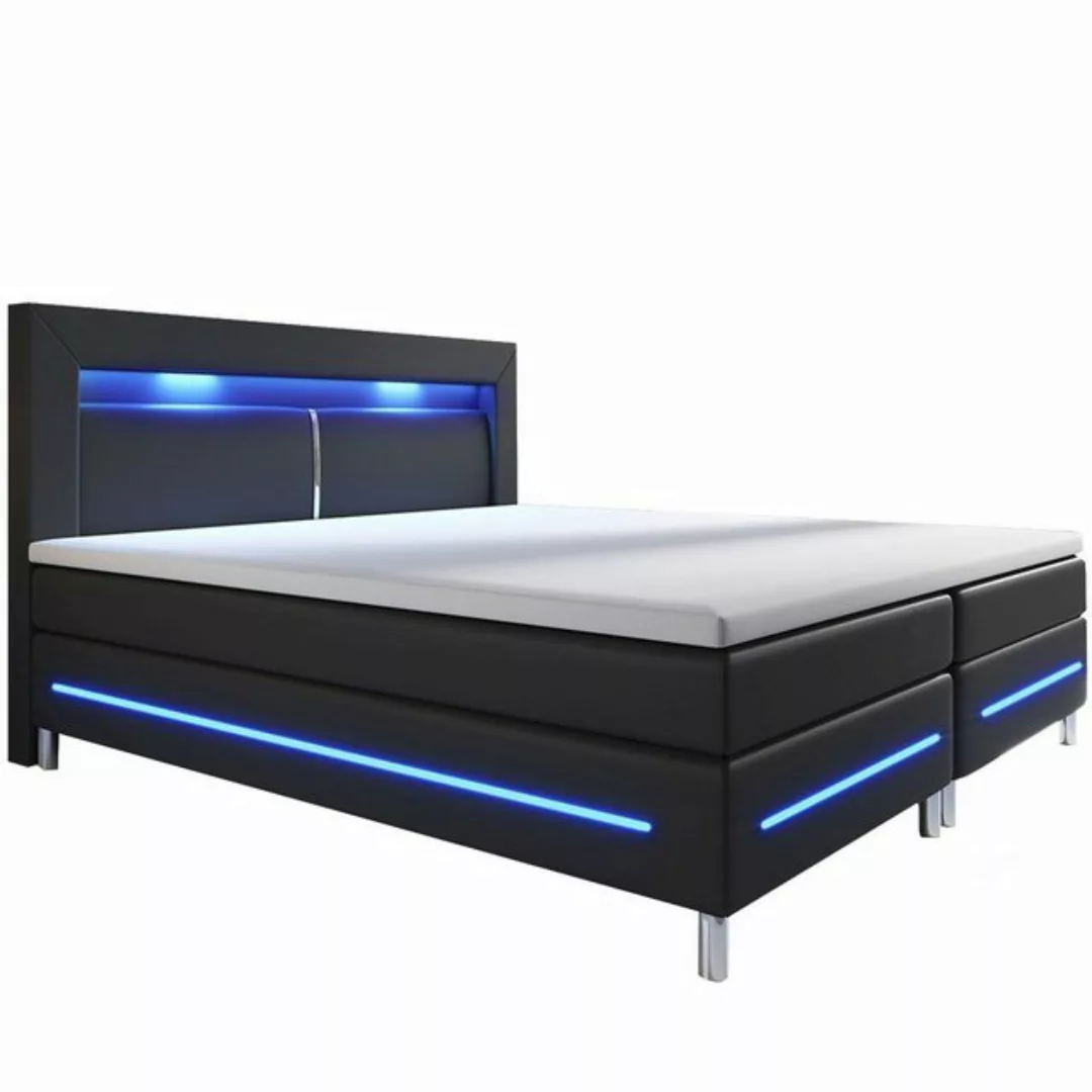 Juskys Boxspringbett Norfolk, 140 x 200 cm, Bett mit Federkernmatratze, Top günstig online kaufen