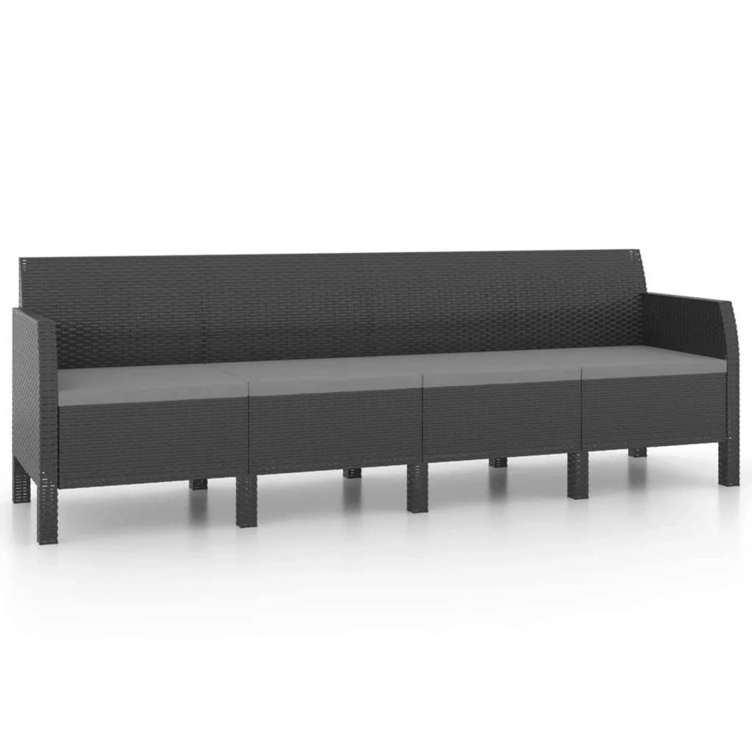 Vidaxl 4-sitzer-gartensofa Mit Kissen Anthrazit Pp Rattan günstig online kaufen