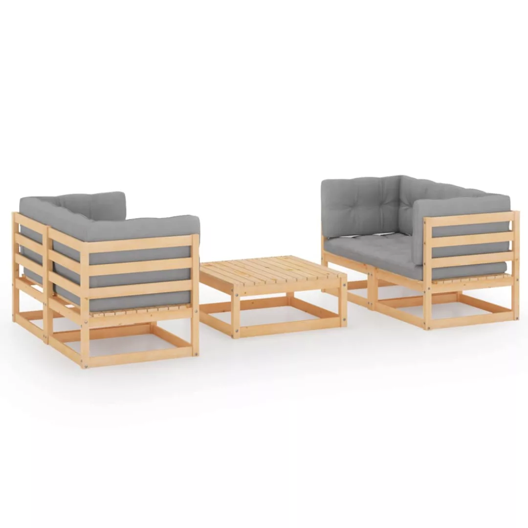 5-tlg. Garten-lounge-set Mit Kissen Kiefer Massivholz günstig online kaufen