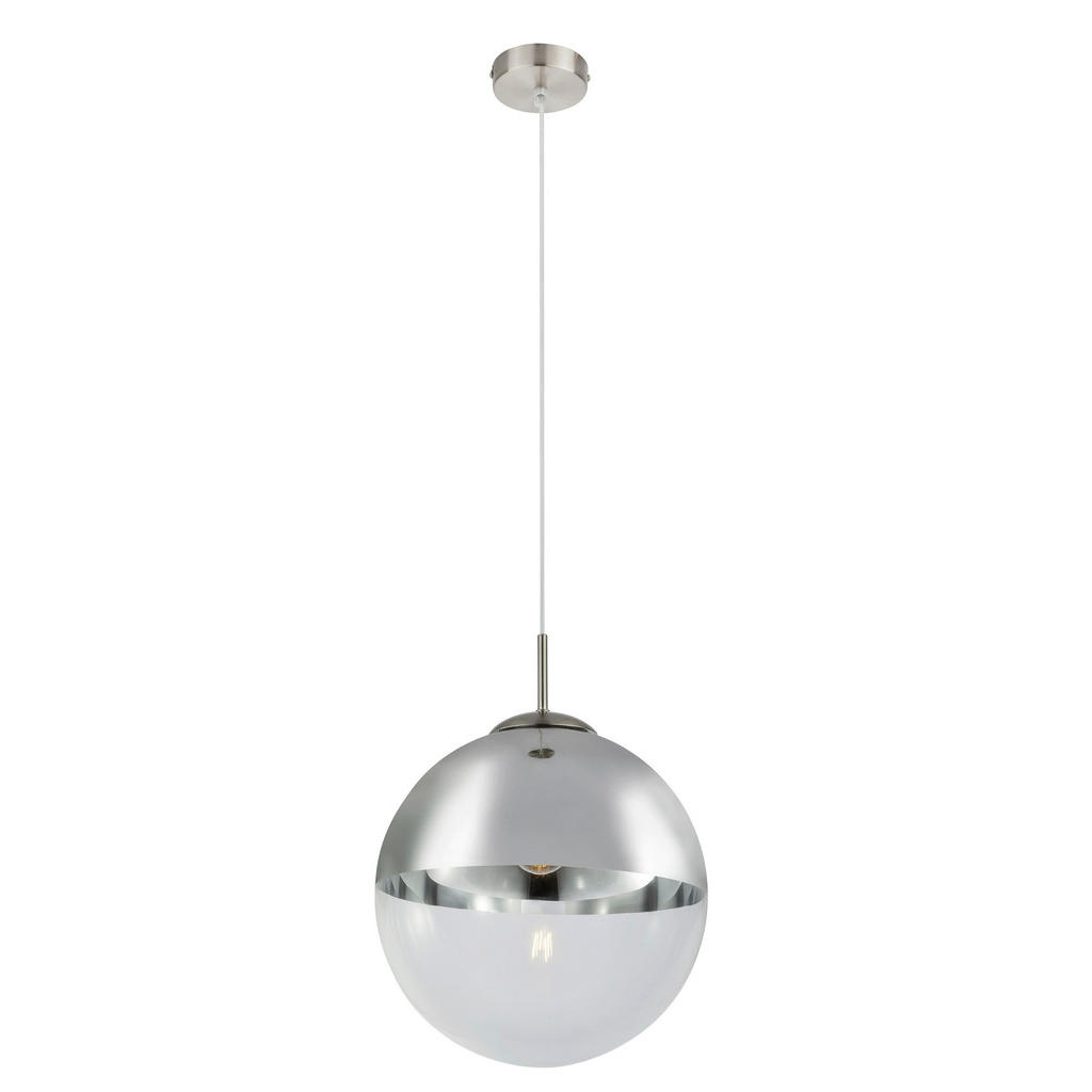 GLOBO Pendelleuchte nickel matt Metall H/D: ca. 120x30 cm E27 1 Brennstelle günstig online kaufen