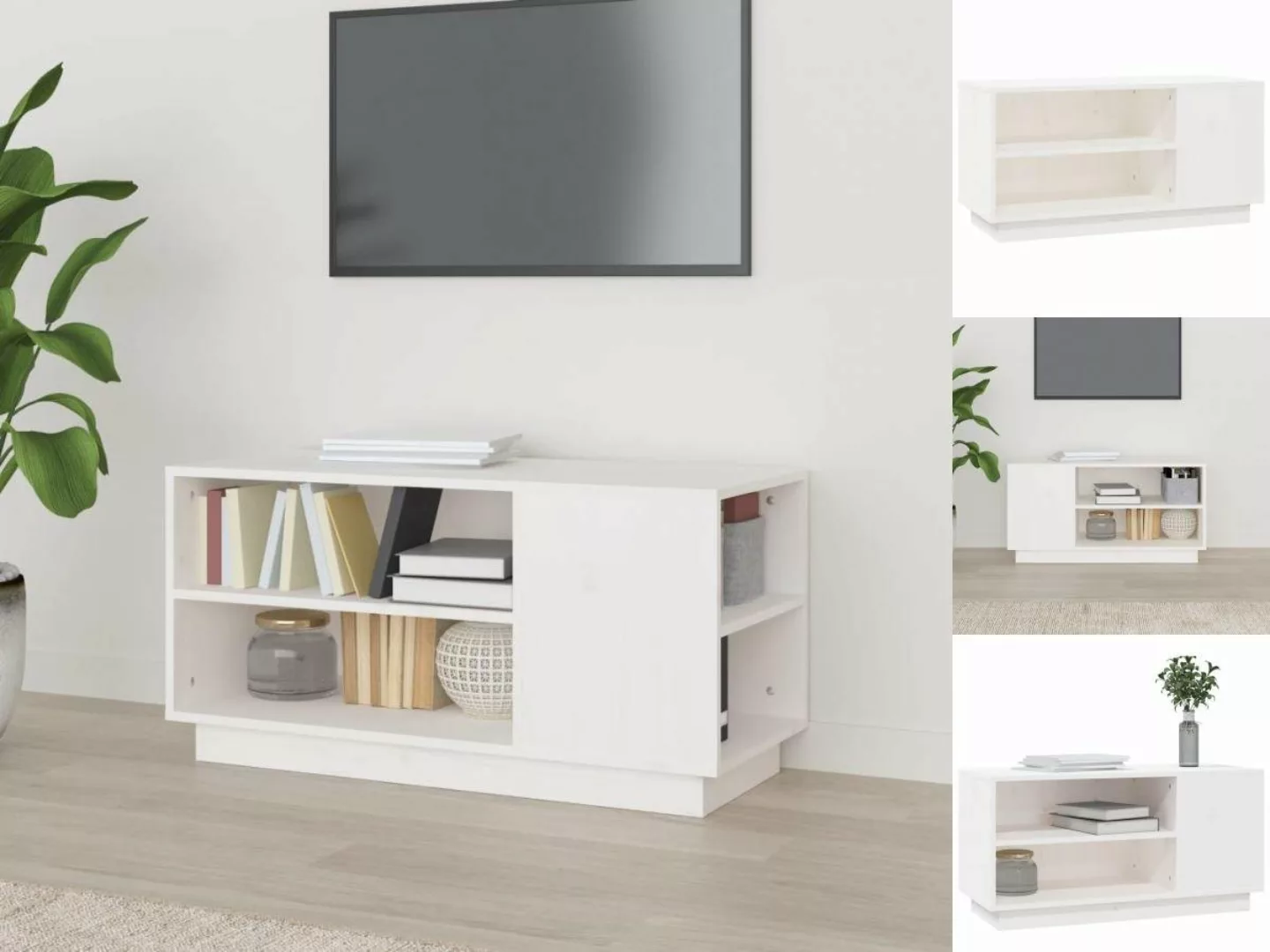 vidaXL TV-Schrank TV-Schrank Weiß 80x35x40,5 cm Massivholz Kiefer Lowboard günstig online kaufen