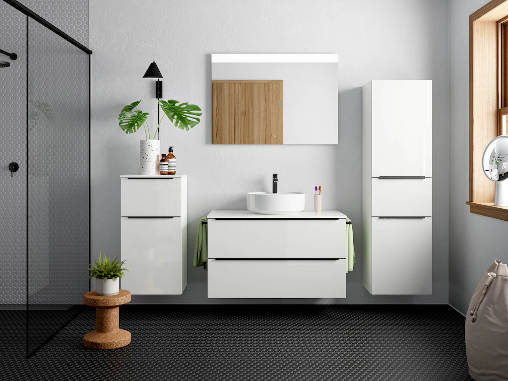 nobilia® Badmöbel-Set »Alvene«, (2 St., vormontiert, mit Soft-Close), Hochg günstig online kaufen