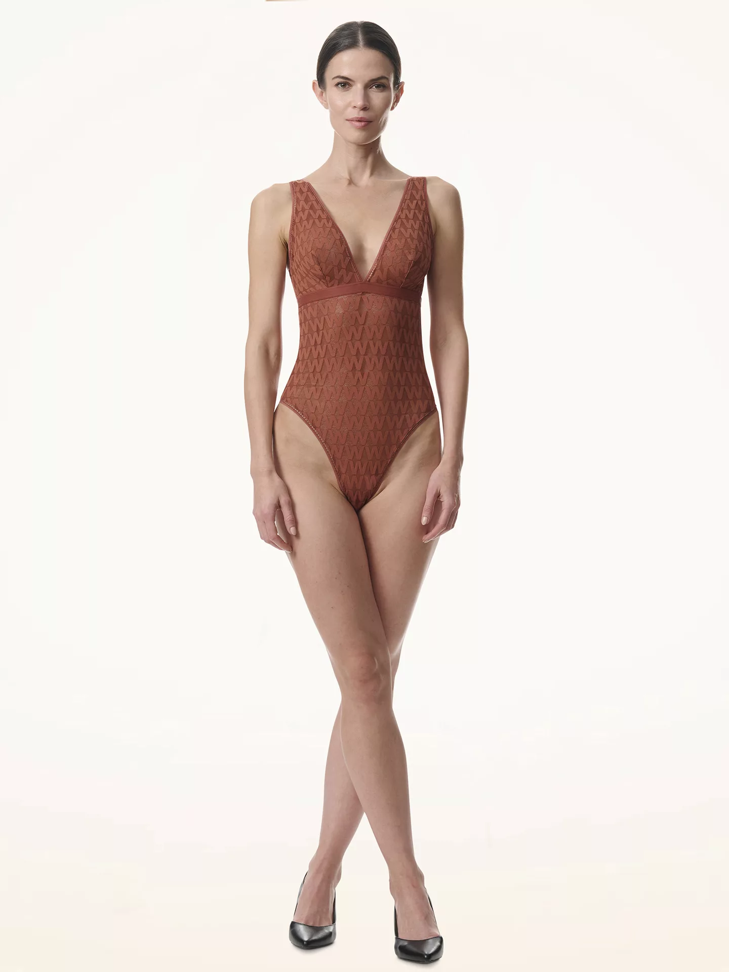 Wolford - Net Logo Bodysuit, Frau, caramel, Größe: XL günstig online kaufen