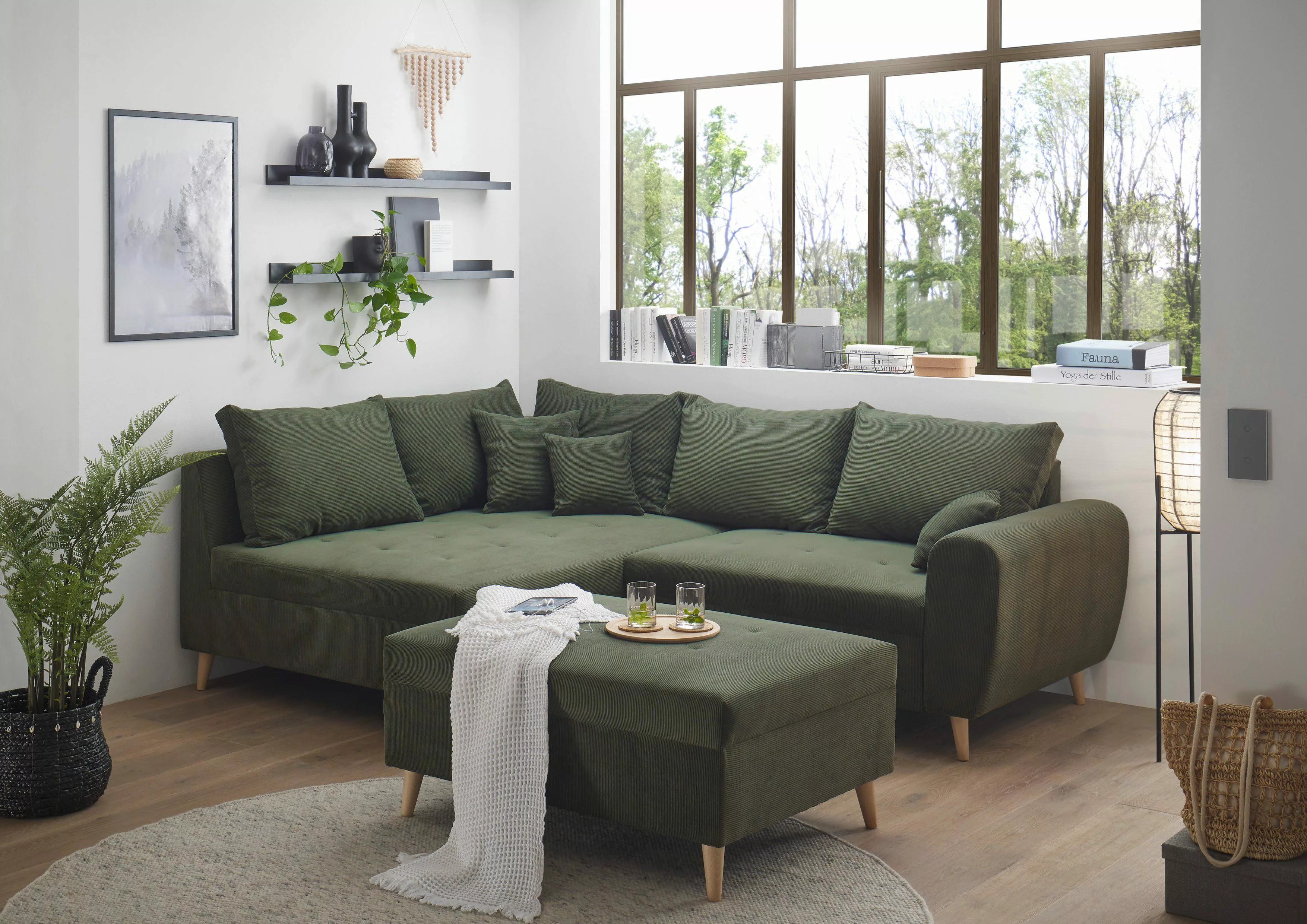 ED EXCITING DESIGN Ecksofa "Calanda L-Form", mit Hocker & 3 Zierkissen günstig online kaufen