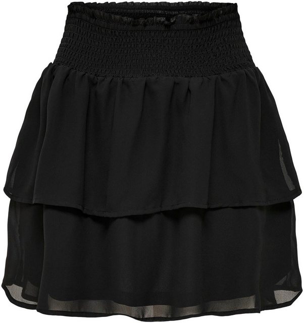 ONLY Sommerrock Mini Volant Rock Chiffon Rüschen Skirt mit Stretch Bund ONL günstig online kaufen