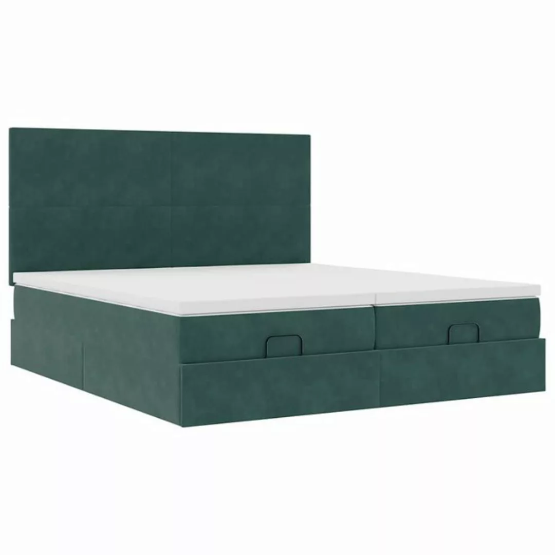 vidaXL Bett Ottoman-Bett mit Matratzen Dunkelgrün 160x200 cm Samt günstig online kaufen