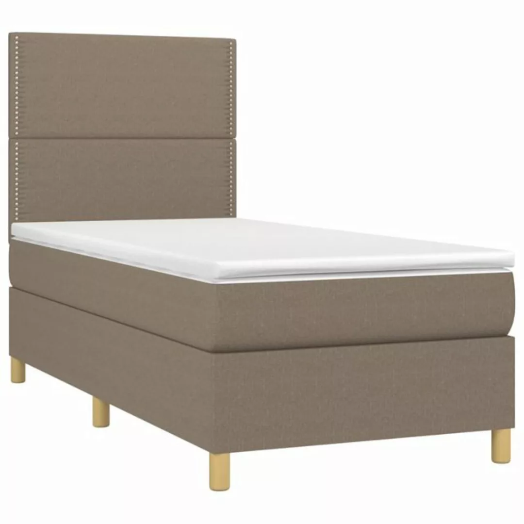 vidaXL Bett Boxspringbett mit Matratze & LED Taupe 100x200 cm Stoff günstig online kaufen