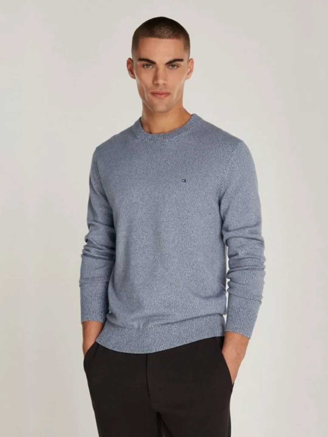 Calvin Klein Rundhalspullover MOULINE CN SWEATER mit Logostickerei günstig online kaufen