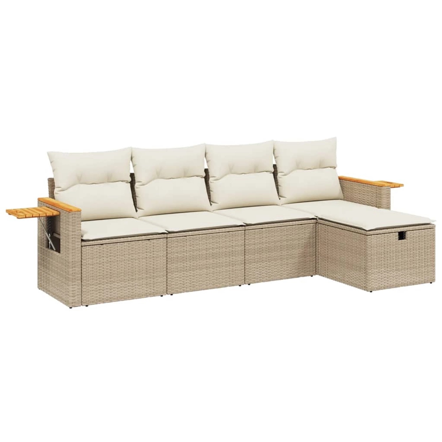 vidaXL 5-tlg Garten-Sofagarnitur mit Kissen Beige Poly Rattan Modell 136 günstig online kaufen