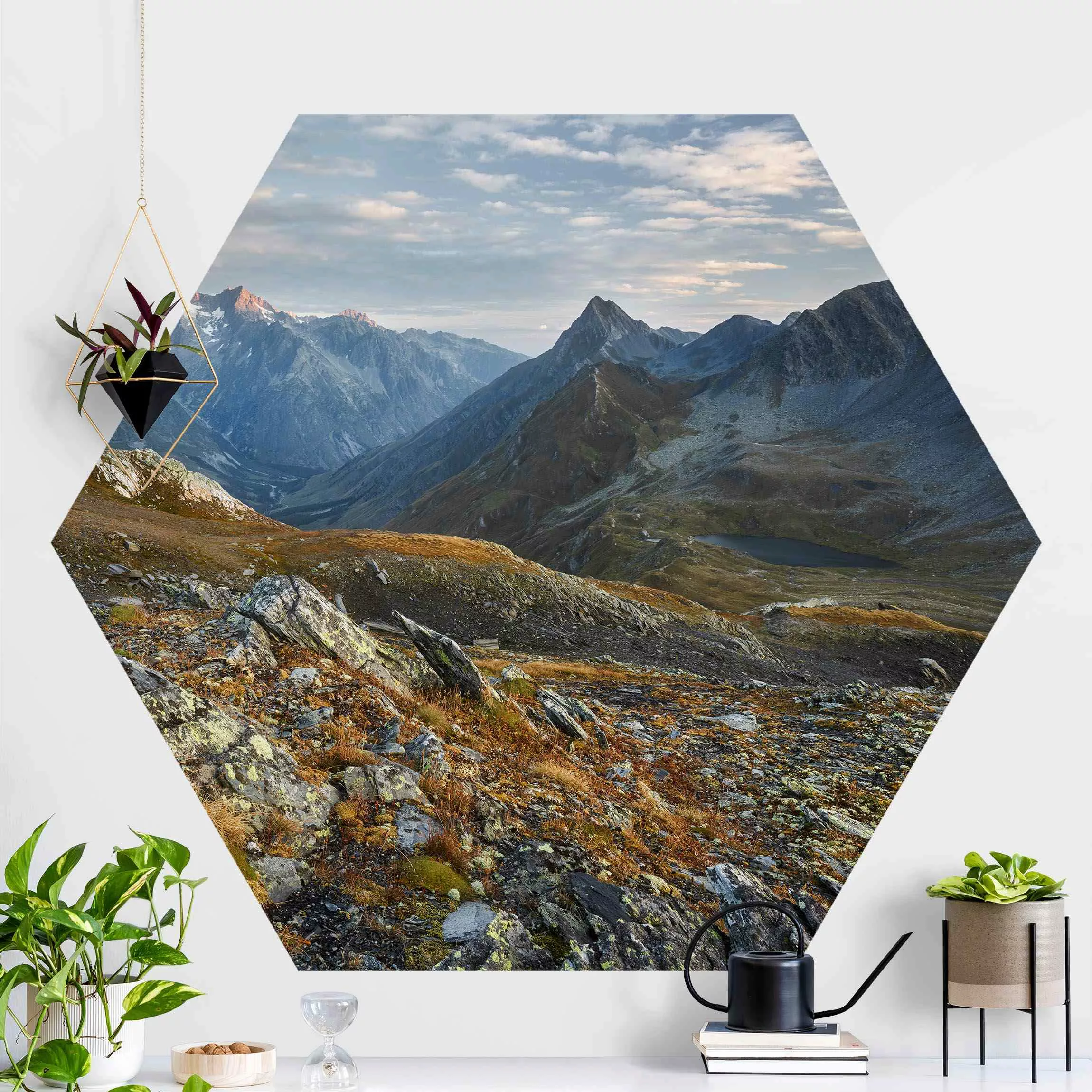 Hexagon Fototapete selbstklebend Col de Fenêtre Schweiz günstig online kaufen