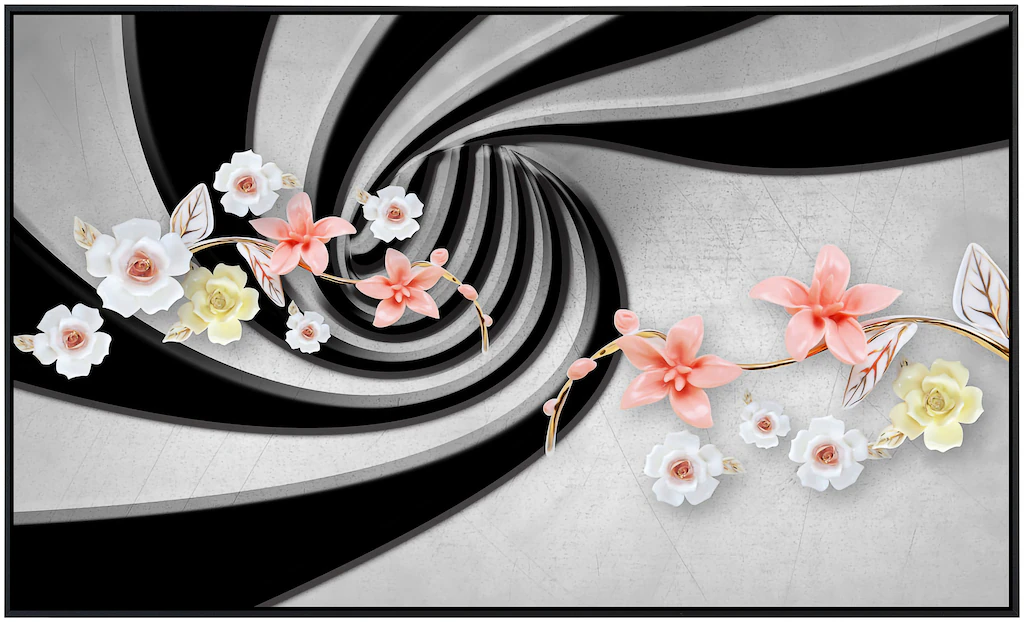 Papermoon Infrarotheizung »Abstrakt 3D Effekt mit Blumen«, sehr angenehme S günstig online kaufen