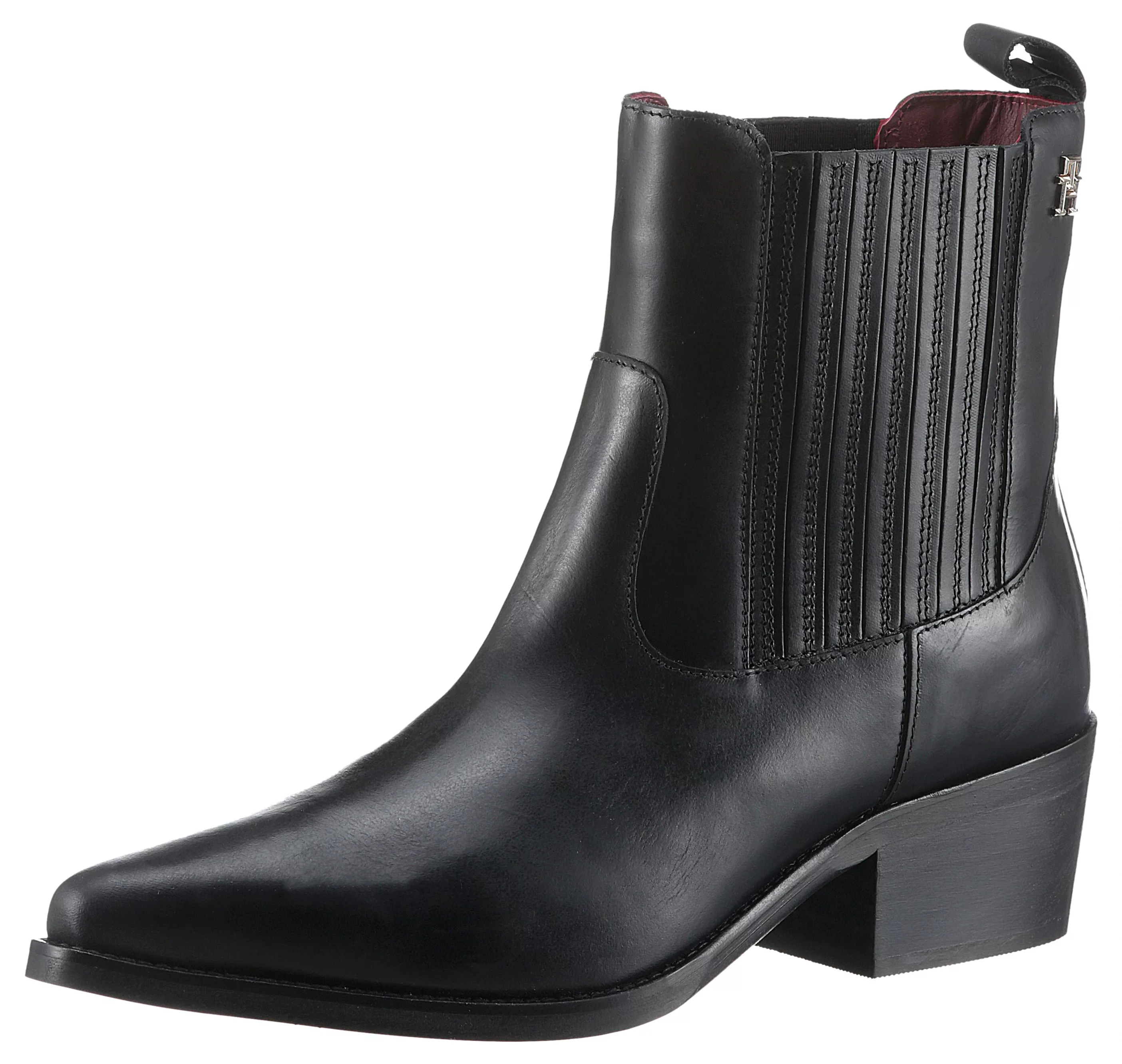 Tommy Hilfiger TH Leather Cowboy Boot Damen schwarz günstig online kaufen